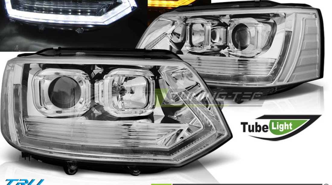 Faruri TUBE LIGHT T6 LOOK Crom look compatibila VW T5 2010-2015