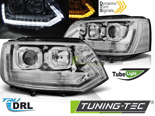 Faruri TUBE LIGHT T6 LOOK Crom look compatibila VW T5 2010-2015
