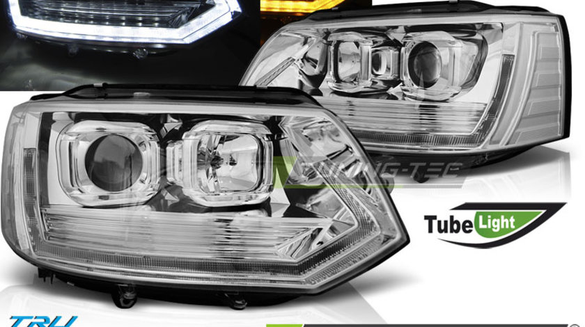 Faruri TUBE LIGHT T6 LOOK Crom look compatibila VW T5 2010-2015