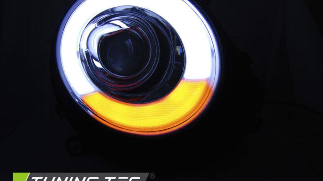 Faruri TUBE LIGHTL BLACK compatibila BMW MINI (COOPER) 06-14