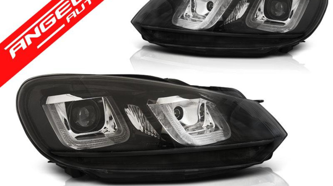 Faruri U-LED DRL VW GOLF 6 2008-2012 Black