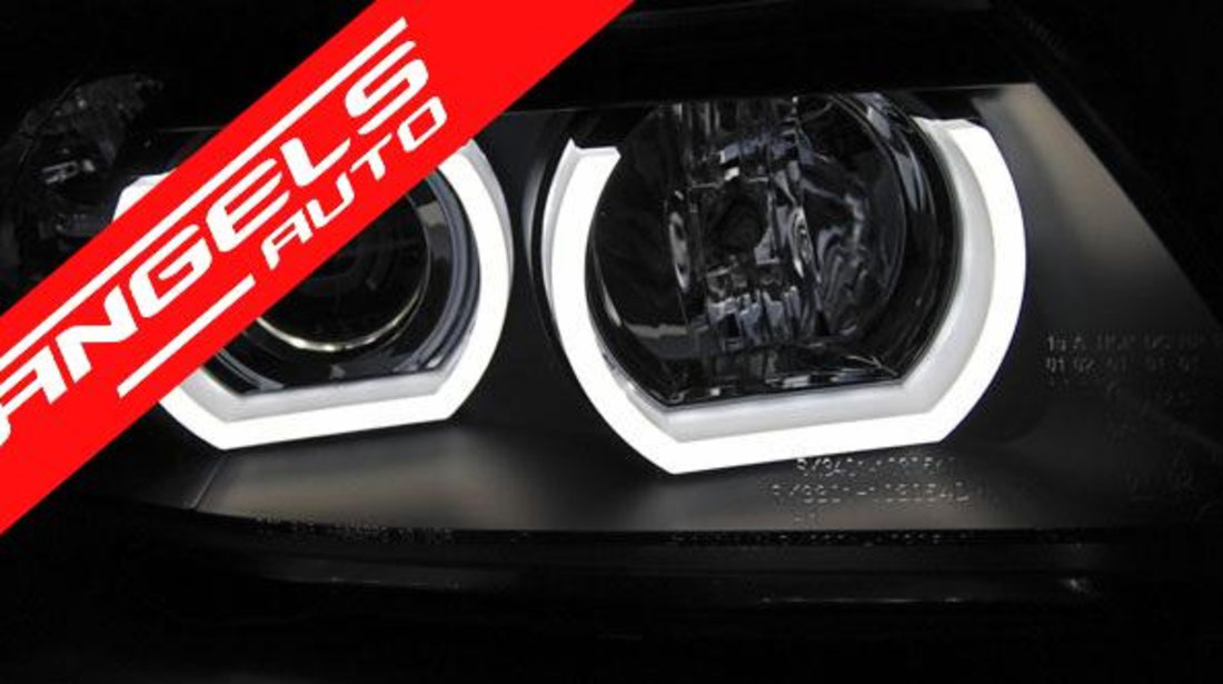 Faruri U-LED LIGHT 3D BMW Seria 3 E90/E91 2005-2008 Black