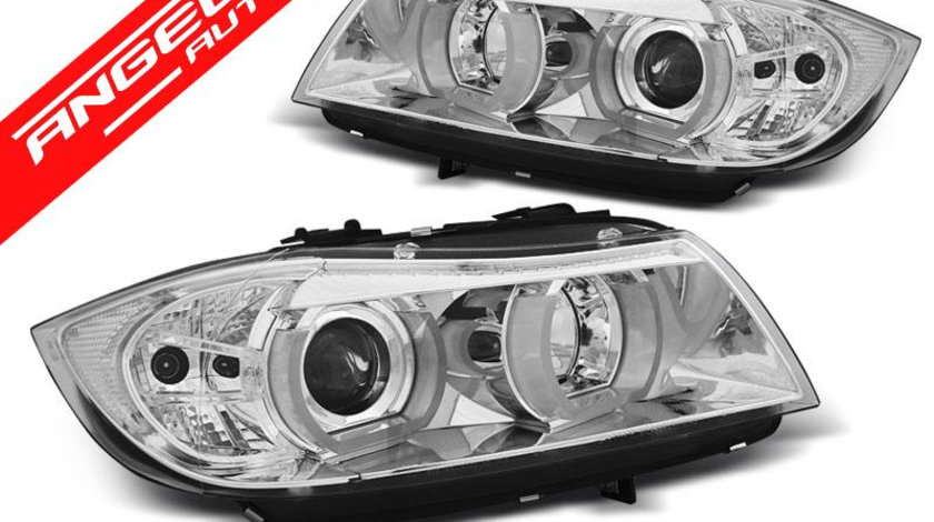 Faruri U-LED LIGHT 3D BMW Seria 3 E90/E91 2005-2008 Chrome