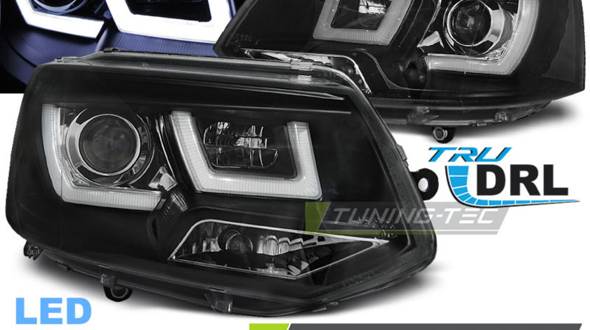 Faruri U-LED LIGHT BLACK compatibila VW T5 2010-2015