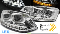 Faruri U-LED LIGHT Crom look SEQ compatibila VW PO...