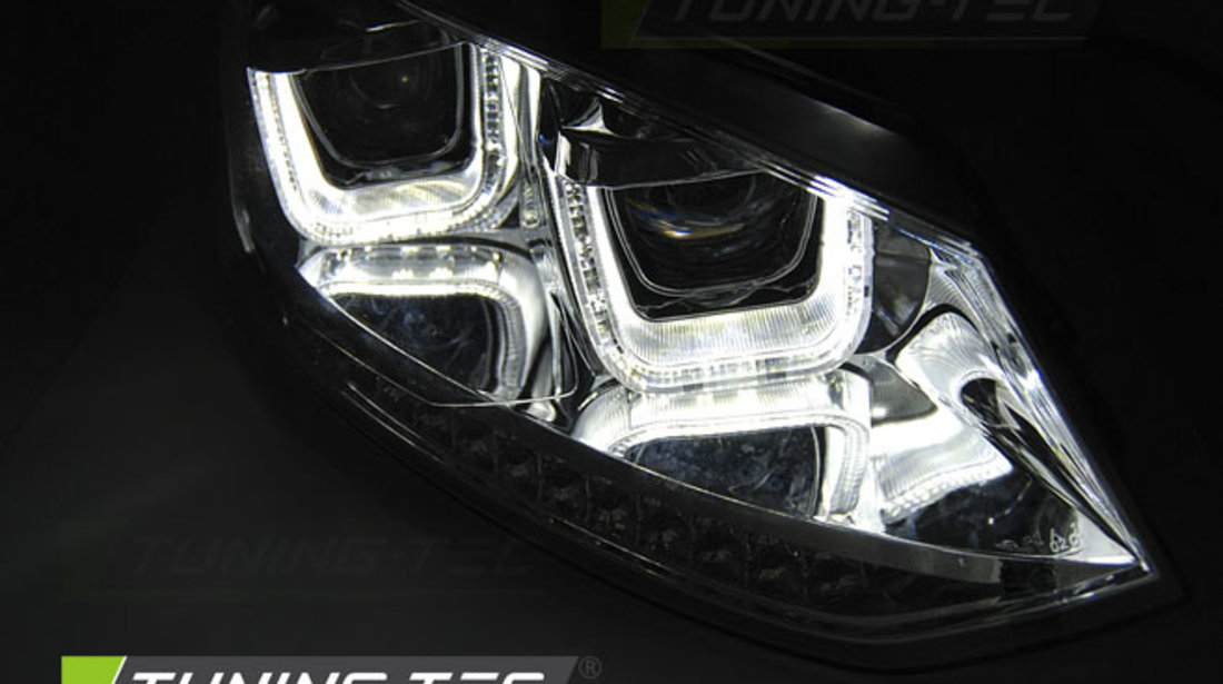 Faruri U-LED LIGHT Crom look SEQ compatibila VW POLO 6R 09-03.14