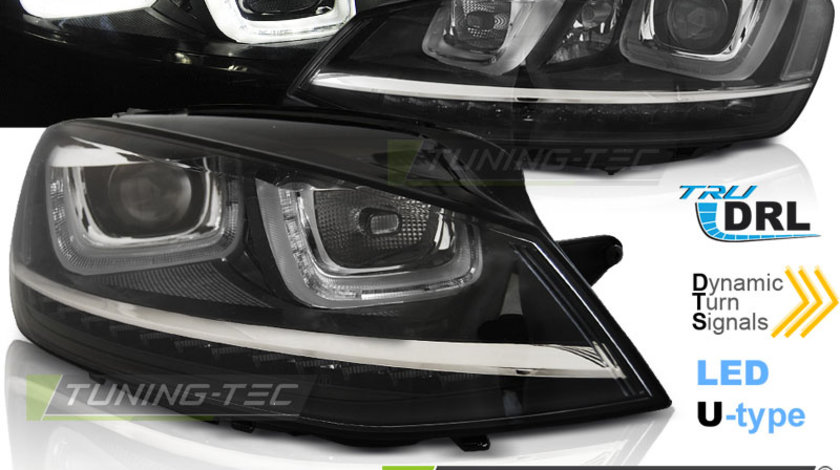 Faruri U-LED LIGHT DRL BLACK compatibila VW GOLF 7 11.12-17