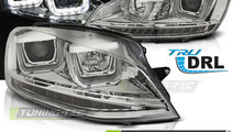 Faruri U-LED LIGHT DRL Crom look compatibila VW GO...