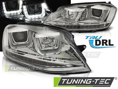 Faruri U-LED LIGHT DRL Crom look compatibila VW GOLF 7 11.12-17