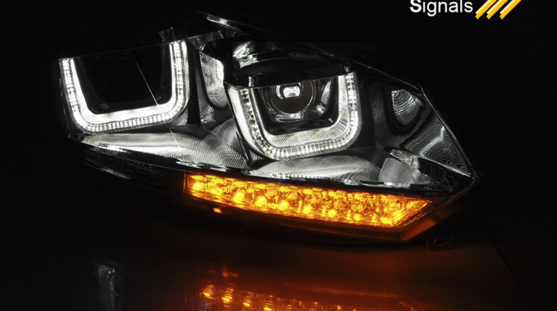 Faruri U-LED LIGHT DRL Crom look SEQ compatibila VW GOLF 6 08-12