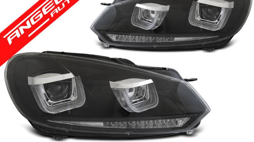 Faruri U-LED VW GOLF 6 2008-2012 Semnal Dinamic LED Black Design