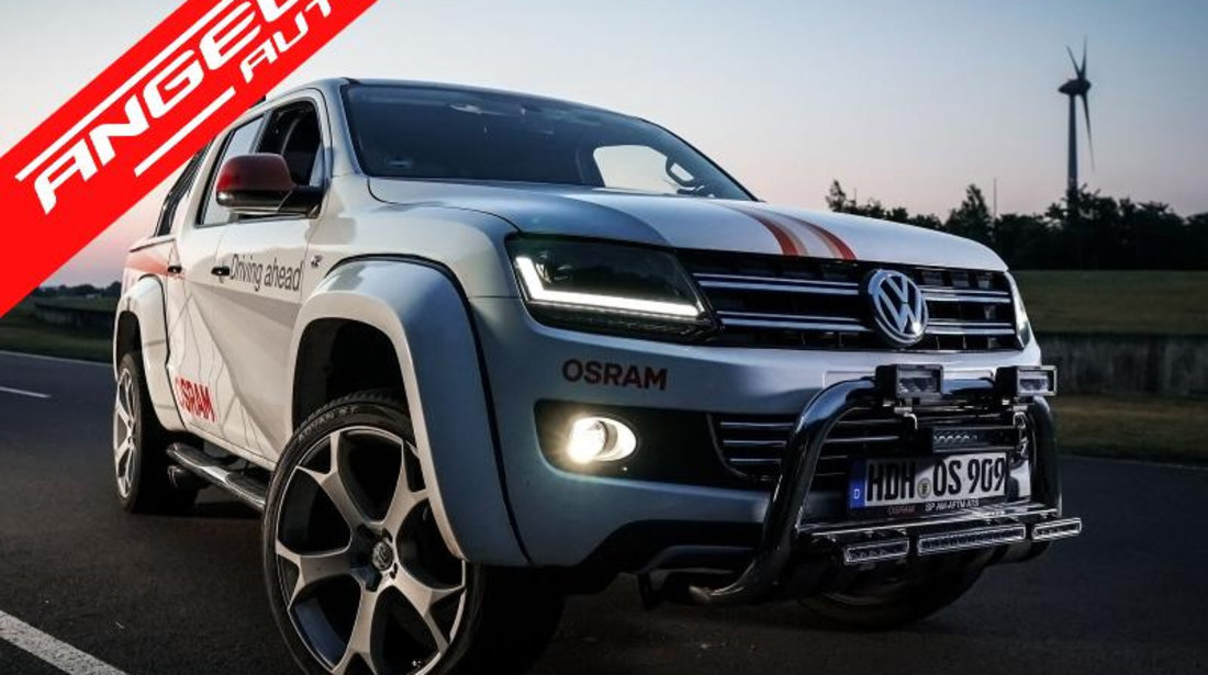 Faruri VW Amarok 2010-up Semnal Dinamic Secvential Negru LED DRL Osram