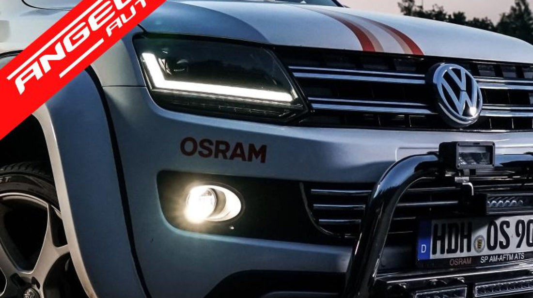 Faruri VW Amarok 2010-up Semnal Dinamic Secvential Negru LED DRL Osram