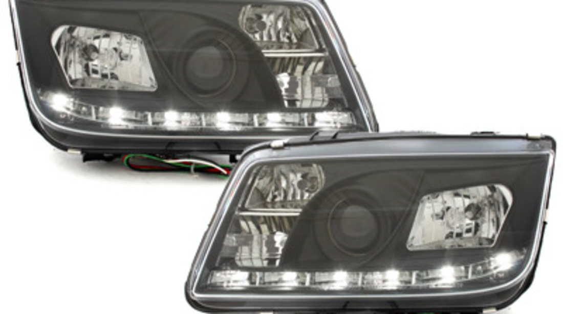 Faruri VW Bora 99 - 08 echipate cu lumina de zi LED negru