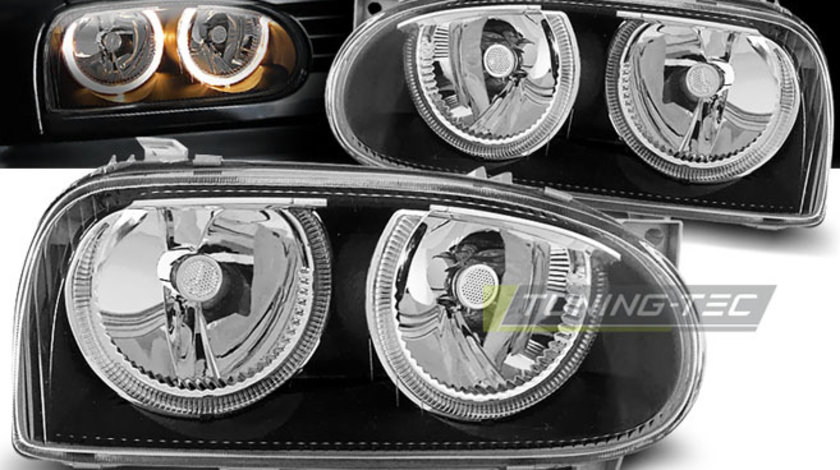 Faruri VW Golf 3 1991-1997 Angel eyes Negru