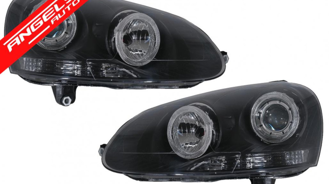 Faruri VW Golf 5 V (2003-2007) Angel Eyes Negru