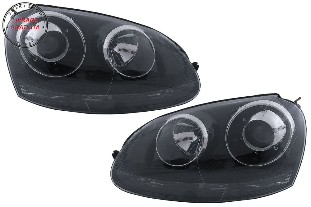 Faruri VW Golf 5 V Mk5 (2003-2007) Jetta (2005-2010) RHD GTI R32 Design Black- livrare gratuita