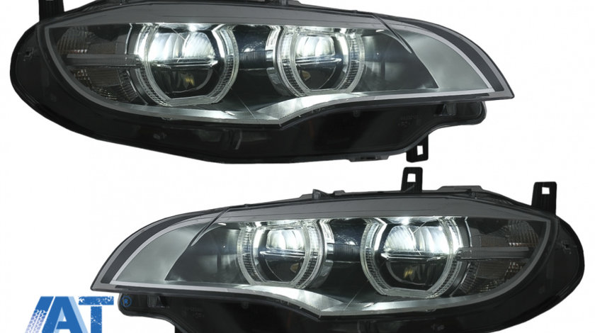 Faruri Xenon Angel Eyes 3D Dual Halo Rims LED DRL compatibil cu BMW X6 E71 (2008-2012)