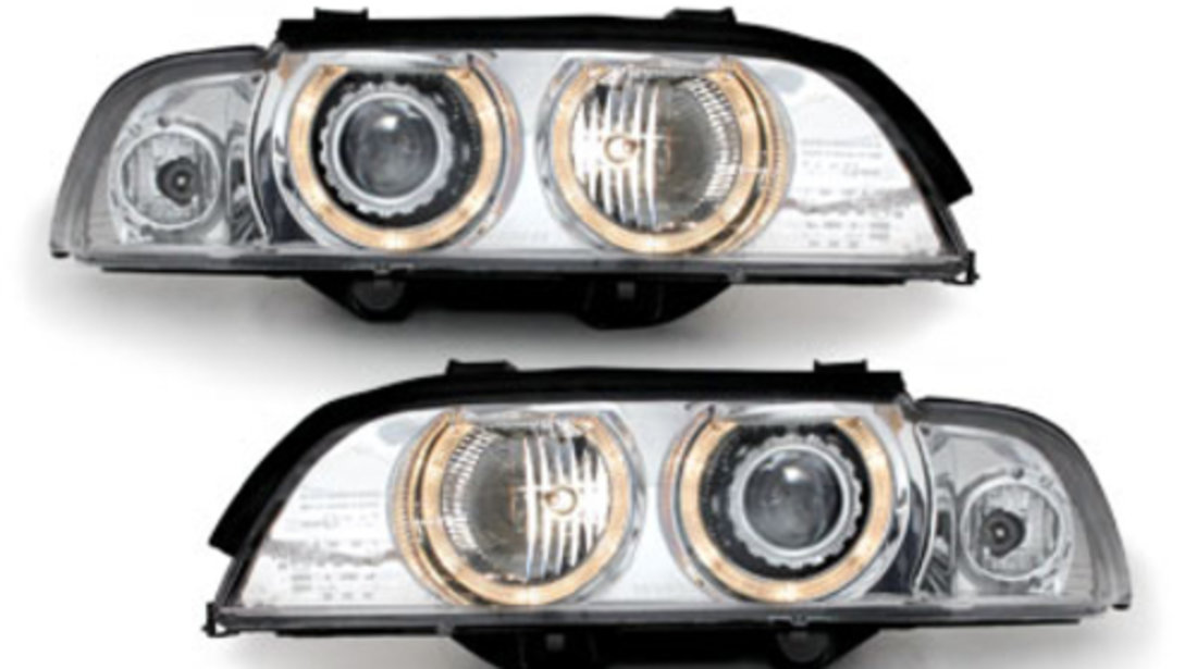 Faruri Xenon BMW E39 Seria 5 95-00 Angel Eyes crom