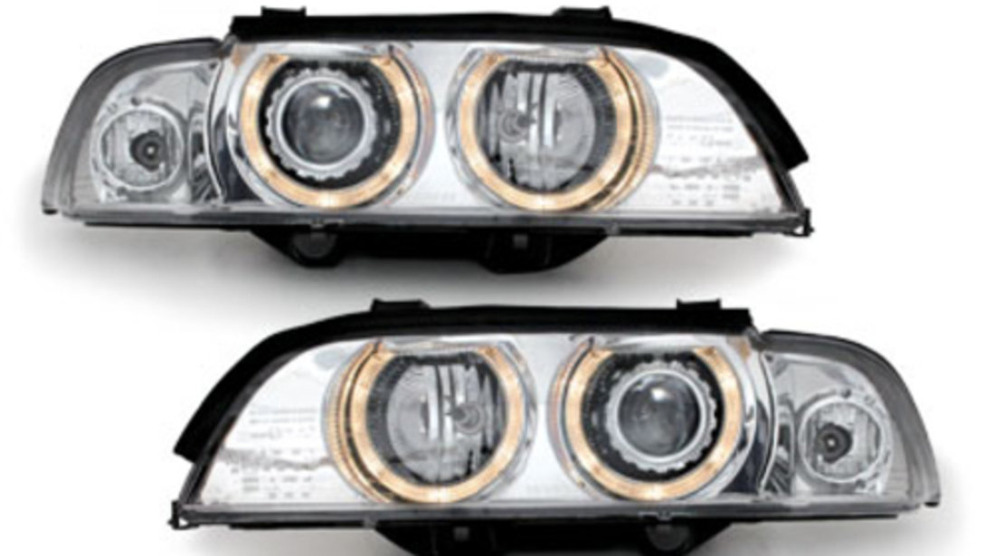 Faruri Xenon BMW E39 Seria 5 95-00 Angel Eyes crom