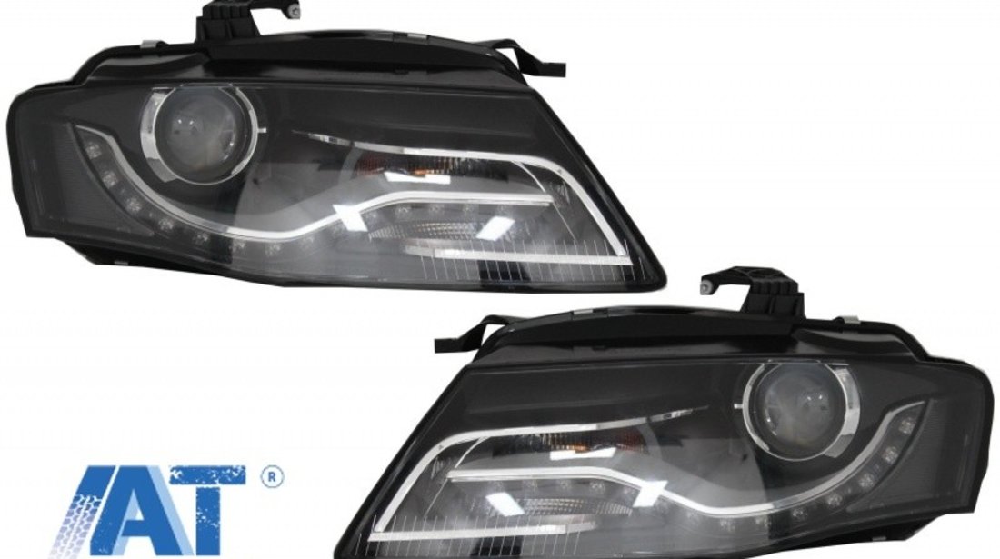 Faruri Xenon Cu Lumini de zi Integrate LED (DRL) compatibil cu Audi A4 B8 8K (09.2007-10.2011) Negre