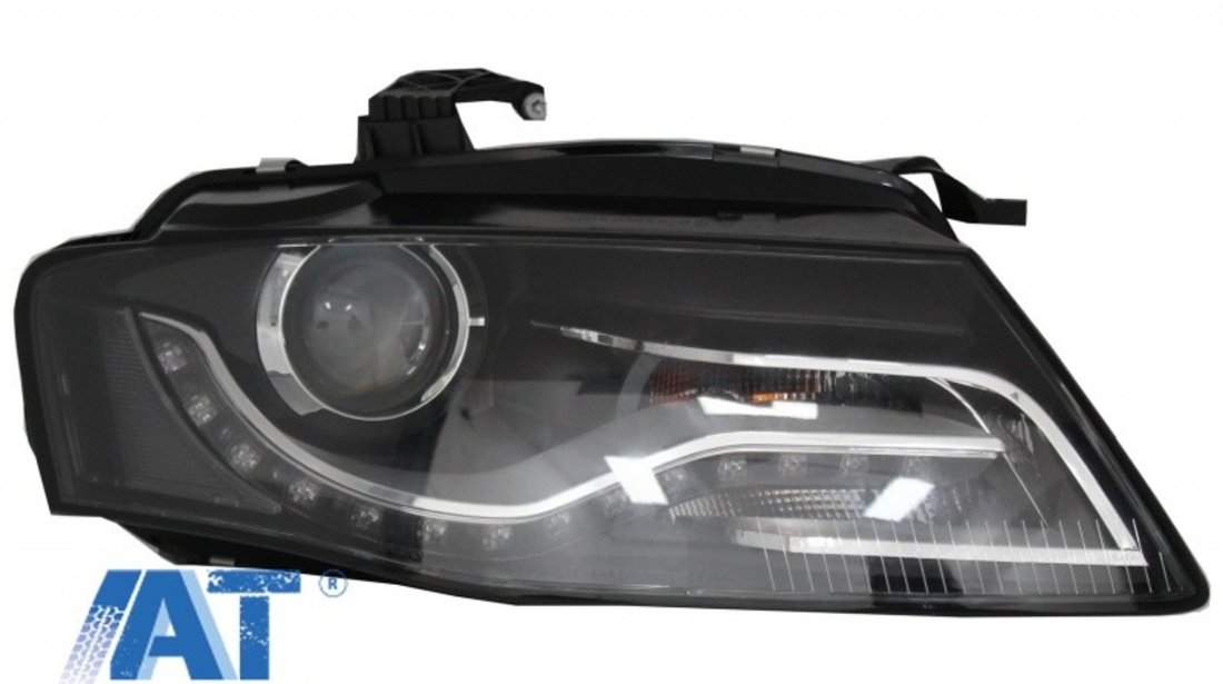 Faruri Xenon Cu Lumini de zi Integrate LED (DRL) compatibil cu Audi A4 B8 8K (09.2007-10.2011) Negre