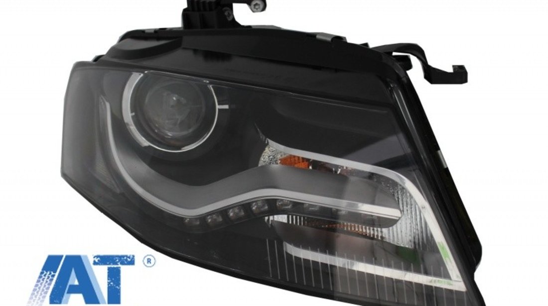 Faruri Xenon Cu Lumini de zi Integrate LED (DRL) compatibil cu Audi A4 B8 8K (09.2007-10.2011) Negre