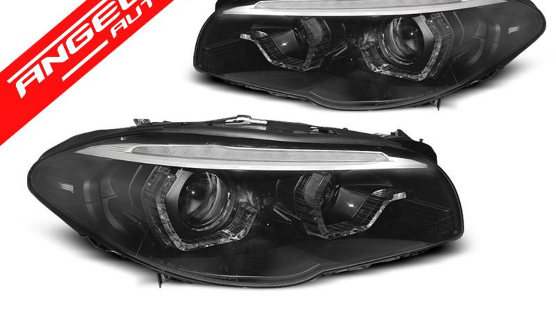 Faruri XENON Faruri ANGEL EYES LED DRL Negru SEQ potrivite pentru BMW F10/F11 10-13