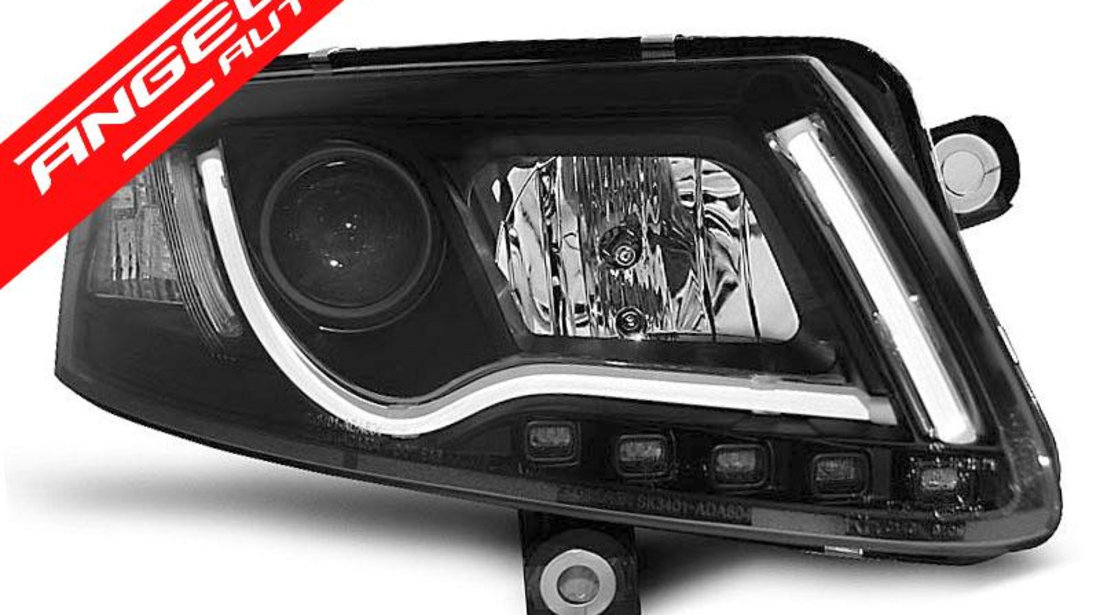 Faruri XENON Faruri TUBE LIGHT DRL Negru potrivite pentru AUDI A6 C6 04-08