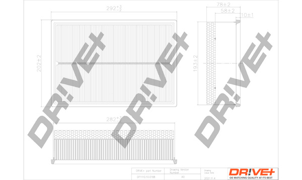 Filtru aer (DP1110100188 DRIVE) NISSAN,OPEL,RENAULT,VAUXHALL