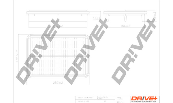Filtru aer (DP1110100196 DRIVE) HYUNDAI,KIA