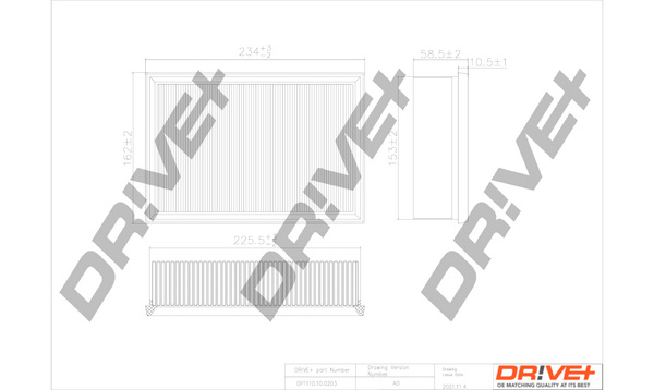 Filtru aer (DP1110100203 DRIVE) CHEVROLET,OPEL,VAUXHALL