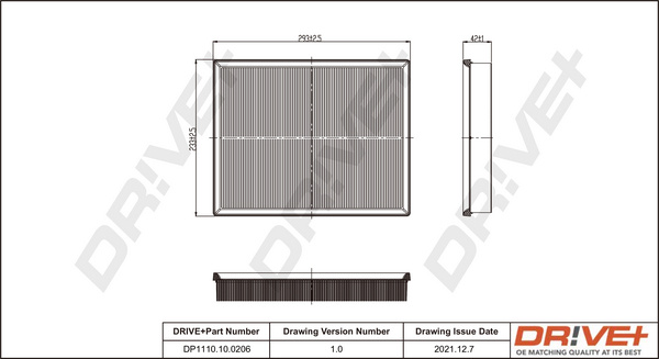 Filtru aer (DP1110100206 DRIVE) CHEVROLET,LTI,OPEL,VAUXHALL