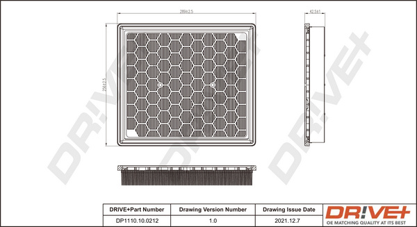 Filtru aer (DP1110100212 DRIVE) CHEVROLET,OPEL,SAAB,VAUXHALL