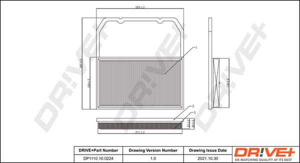 Filtru aer (DP1110100224 DRIVE) SEAT,SKODA,VW