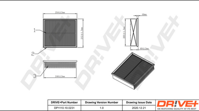 Filtru aer (DP1110100231 DRIVE) AUDI,SKODA,VW