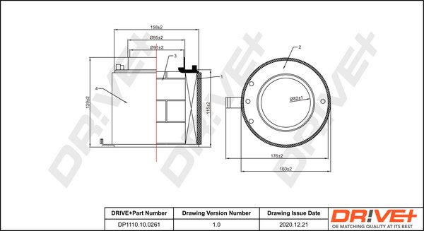 Filtru aer (DP1110100261 DRIVE) AUDI
