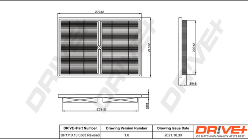 Filtru aer (DP1110100383 DRIVE) AUDI,SEAT,SKODA,VW