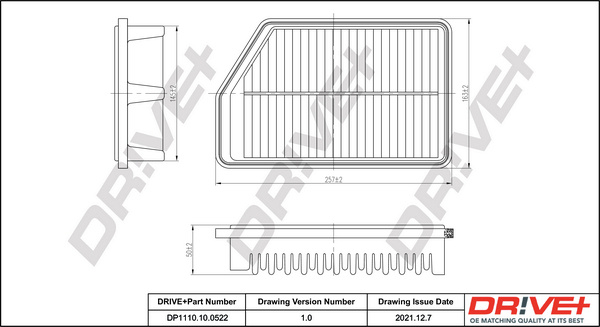 Filtru aer (DP1110100522 DRIVE) HYUNDAI,KIA