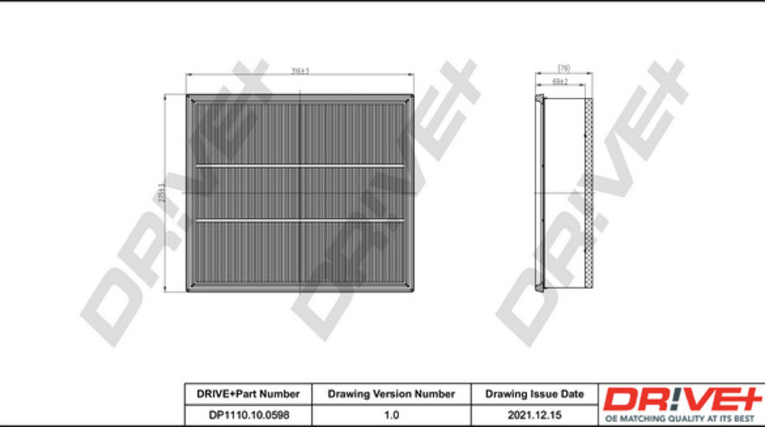 Filtru aer (DP1110100598 DRIVE) MERCEDES-BENZ,VW