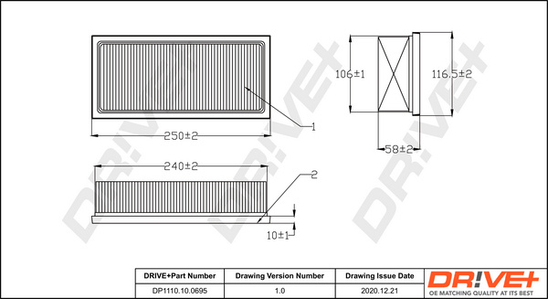 Filtru aer (DP1110100695 DRIVE) MITSUBISHI,SMART