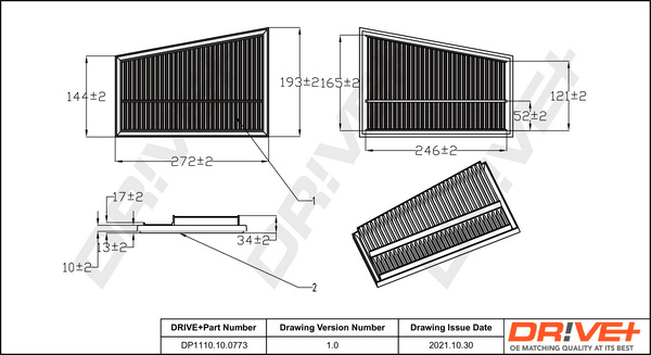 Filtru aer dreapta (DP1110100773 DRIVE) MERCEDES-BENZ