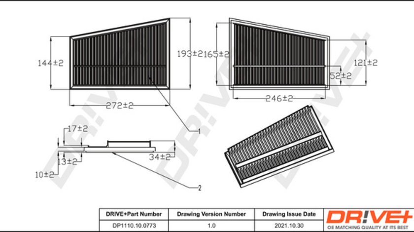 Filtru aer dreapta (DP1110100773 DRIVE) MERCEDES-BENZ