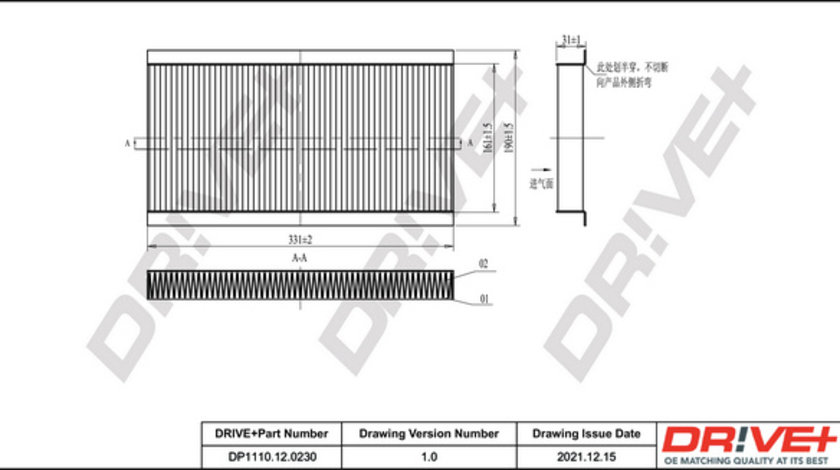 Filtru, aer habitaclu (DP1110120230 DRIVE) CADILLAC,FIAT,OPEL,SAAB,VAUXHALL