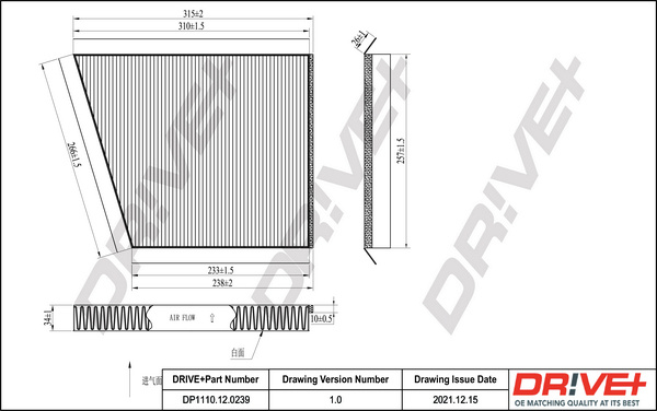 Filtru, aer habitaclu (DP1110120239 DRIVE) MERCEDES-BENZ