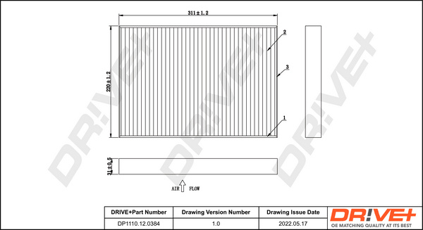 Filtru, aer habitaclu (DP1110120384 DRIVE) AUDI