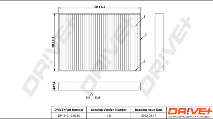 Filtru, aer habitaclu (DP1110120384 DRIVE) AUDI