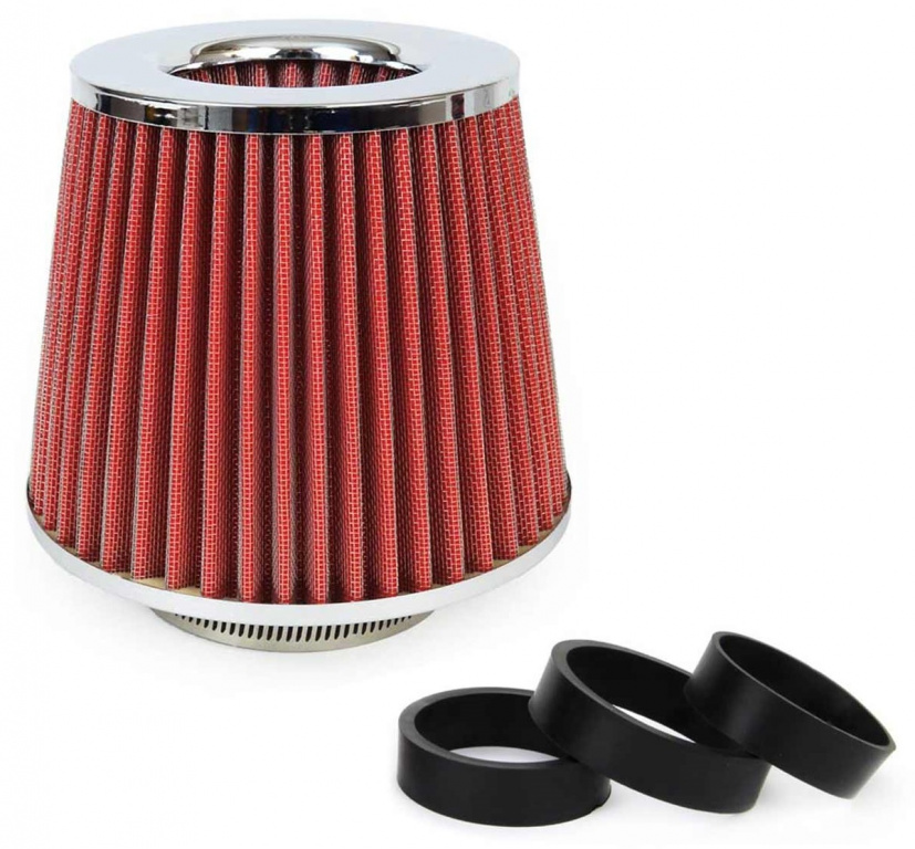 Filtru Aer Sport + 3 Adaptoare Rosu + Crom Amio 01282