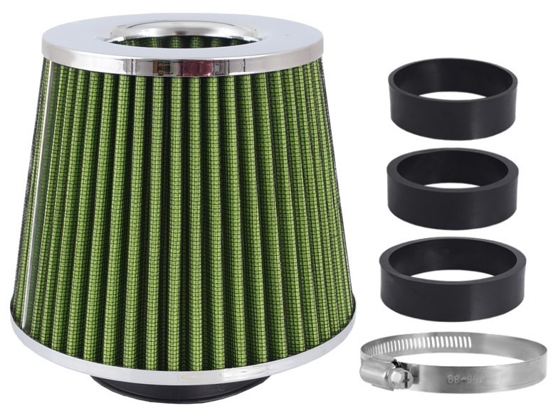 Filtru Aer Sport Carmotion Conic 155x130x120mm, Verde Lime / Crom, Adaptoare: 60, 63, 70mm 86008