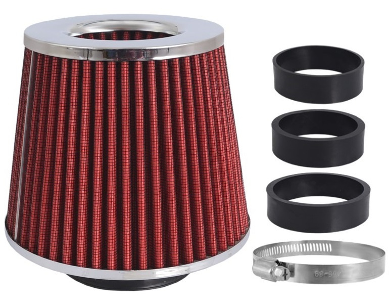 Filtru Aer Sport Conic 155x130x120mm Rosu / Crom, Adaptoare: 60, 63, 70mm Carmotion 86004